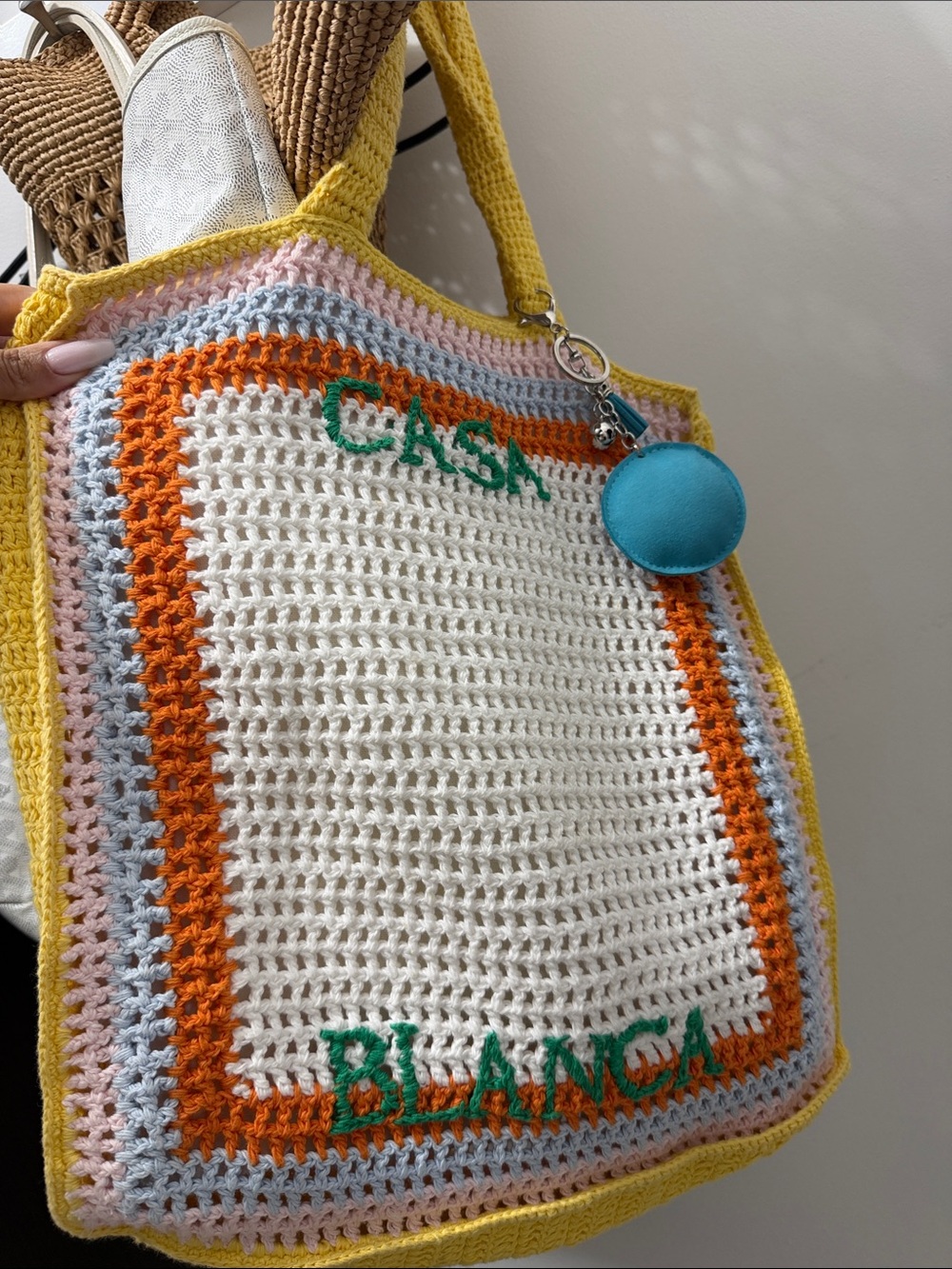 Crochet Casablanca  Tote Bag in White & Yellow
